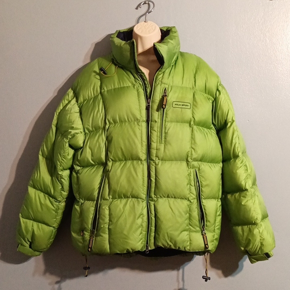 Polo sport Ralph Lauren women's vintage lime green hooded puffer coat size XL - Picture 5 of 17